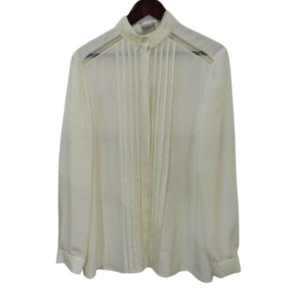 Women’s 10 Philosophy di Alberta Ferretti Ivory Pintuck Silk Blouse NWT - Picture 1 of 8